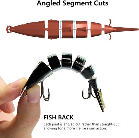 Bassdash Bone Swimbait إغراء الصيد الصلب متعدد المفاصل لتروت التراوت البلوجل بايك مع شرائح قطع الزاوية 3.7in/0.66 أوقية in Kuwait