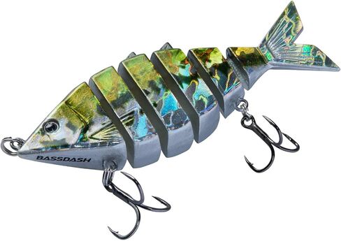 Bassdash Bone Swimbait إغراء الصيد الصلب متعدد المفاصل لتروت التراوت البلوجل بايك مع شرائح قطع الزاوية 3.7in/0.66 أوقية in Kuwait