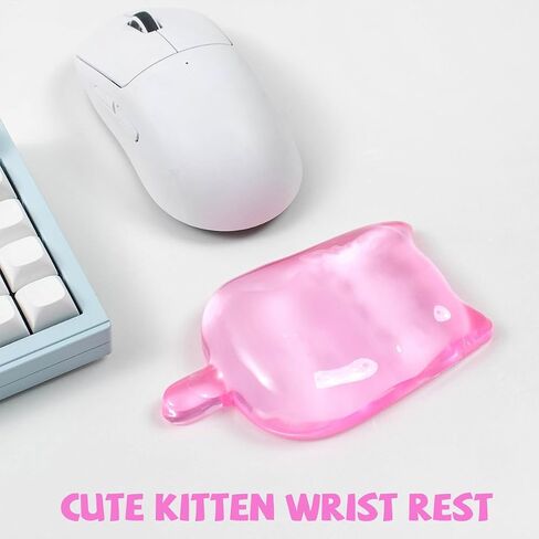 Gel Mouse Wrist Rest, Pink Cat Mouse Wrist Support Pad, Cute Kitten Silicone Wrist Cushion for Mouse, Anti-Slip Ergonomic Wrist Rest for Computer, Laptop, Office, Home, School in Saudi Arabia