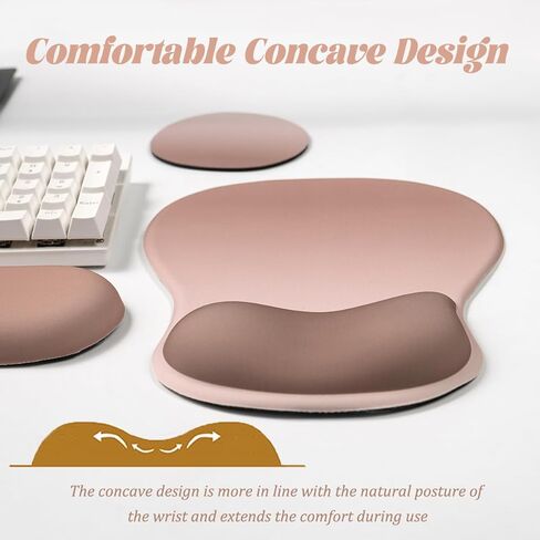 Gel Wrist Rest with Mouse Pad, Pink Ergonomic Office Mousepad with Wrist Support Wrist Rest for Computer Keyboard Set, Non-Slip Base Memory Gel Designfor Desk, Office, Home(Pink) in Kuwait