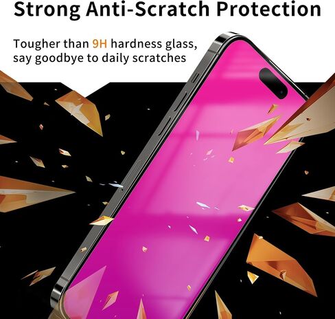 Heromiracle Compatible with iPhone 15 Pro Max Privacy Screen Protector 2 Pack Gradient Colorful anti Blue light eye protection Tempered Glass with Installation Alignment Frame (Pink 6.7 inch) in Saudi Arabia