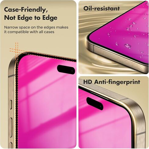 Heromiracle Compatible with iPhone 15 Pro Max Privacy Screen Protector 2 Pack Gradient Colorful anti Blue light eye protection Tempered Glass with Installation Alignment Frame (Pink 6.7 inch) in Saudi Arabia