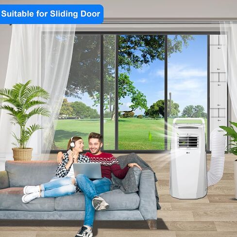 Portable AC Window Kit with 2-in-1 Coupler for Exhaust Hose with 5.0" or 5.9" Diameter, Universal Air Conditioner Window Vent Kit with 4 Adjustable Slide Seal Plates Length from 17" to 60" in Kuwait