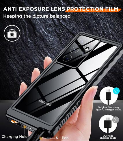 Temdan for Samsung Galaxy S23 Ultra Case Waterproof with Built-in Screen Protector 360 Full Body Shockproof Dustproof for Samsung S23 Ultra 5G Phone Case Heavy Duty Protective Black in Kuwait
