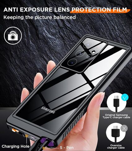 Temdan for Samsung Galaxy S23 Ultra Case Waterproof with Built-in Screen Protector 360 Full Body Shockproof Dustproof for Samsung S23 Ultra 5G Phone Case Heavy Duty Protective Black in Kuwait