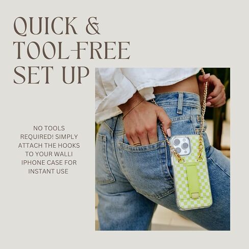 Walli Crossbody Phone Strap Lanyard - حبل الهاتف الخليوي السلسلة الذهبية للنساء ، وحامل Crossbody قابل للتعديل ، ومرفق حالة الهاتف الآمن ، وحالات المحفظة فقط in Saudi Arabia