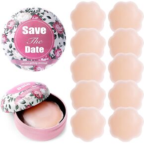 5 Pairs Nipple Covers,Sticky Adhesive Silicone Nipple,Silicone Petals Nipple Covers Reusable Adhesive Nippleless Covers Invisible Sticky Breast Petals Cream