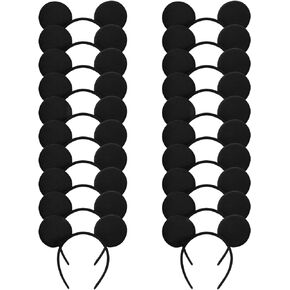 20 Pack Mouse Ears Solid Bow ears Headband for Birthday Party Supplies and Mouse Themed costume Cosplay Decoration