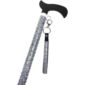 Jacqueline Kent JKC118.AZ Aluminum Crystal Embellished Sugar Cane with Black Handle and Coordinating Wrist Band Adjustable 23.5 Inches to 40.25 Inches, Azure