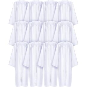 12 Pcs Unisex Matte Choir Robes for Church White Baptism Gown Confirmation Pulpit Pastor Judge Costume Adults