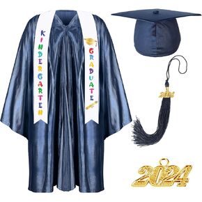 Foaincore 2024 Year Preschool and Kindergarten Graduation Gown Cap Tassel Set with 2024 Charm Printed Stole for Kid Grad Gift in Kuwait