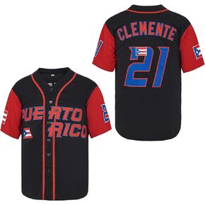 Men's #21 Roberto Clemente Baseball Jersey Puerto Rico World Game Classic Baseball Shirt Stitched
