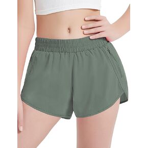 EXARUS Girls Athletic Running Shorts with Zipper Pocket Liner Dolphin Side Slit Quick Dry Sports Soccer Shorts for Teen