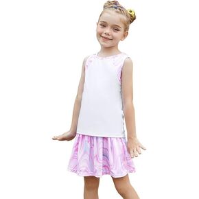 Jxstar Girls Tennis Golf Dress Outfit Tie Dye Tank Top and Skorts Sets Sport Skirt with Shorts