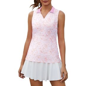 Women's Polo Shirts UPF 50+ Golf Tennis Shirt Sleeveless Collared Lightweight Tops, Dry Fit, Moisture Wicking