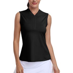 MoFiz Women's Quarter Zip Quick Dry Lightweight Sleeveless Golf Polo Shirts
