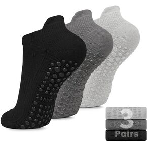 3 Pairs Grip Pilates Socks Non-Slip for Men & Women | Yoga Socks for Barre, Barefoot Workout, Hospital Cushioned