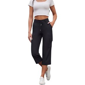 Women's Summer Hiking Cargo Capri Pants Lightweight Outdoor Athletic Travel Casual Loose Comfy Cute Pockets