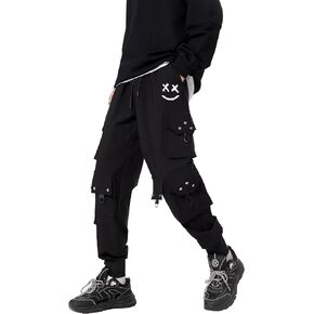 Cargo Pants for Men Elastic Waist Drawstring Sweatpants Goth Tactical Mens Joggers Multi Pocket