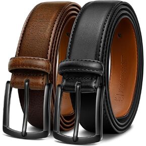 KEMISANT Men Belt 2Pack – Genuine Leather Belt for Men Dress Casual Golf Jeans 1 3/8"