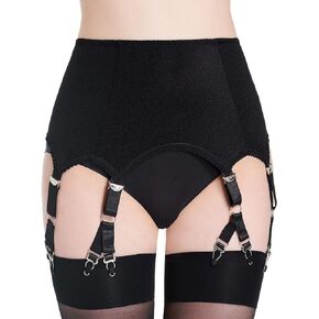 Garter Belt for Women Lingerie Stocking 6 Straps 12 Vintage Metal Clips Garter Belt Suspender for Thigh High Socks