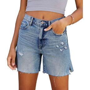 CHICZONE Womens Bermuda Jean Shorts Stretchy Mid Waisted Denim Shorts with Pockets in Saudi Arabia