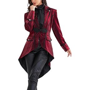 Women Gothic Lapel Suit Victorian Tailcoat Jackets Steampunk Outfits Medieval Coat