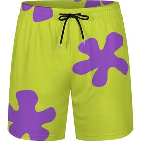 Funny Men's Board Shorts, Quick Dry Green Swim Trunks with Pocket and Mesh Lining Beach Shorts Bathing Suits