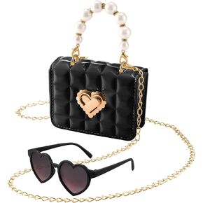 Mini Purse for Toddler Little Girls,Cute Princess Handbags Crossbody Shoulder Bag with UV400 Sunglasses Gifts for Girls,Whtie