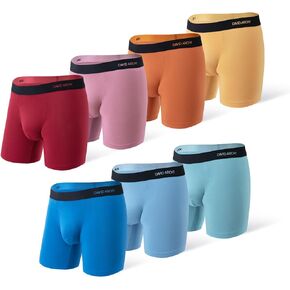 Mens Underwear Rayon Made from Bamboo 7-Pack, Wicking-Moisture & Cool Boxer Briefs with Support Fly Pouch