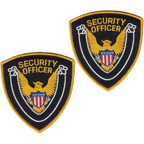 2 Pack - Security Guard, Officer Shoulder Patch, Golden American Eagle, Embroidered