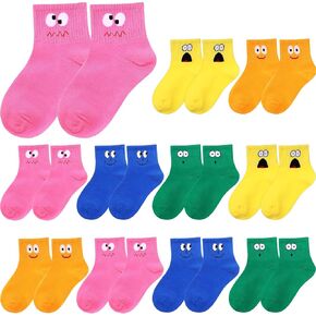 10 Pairs Kids Toddler Funny Emotion Crew Socks Cute Cartoon Crazy Face Socks Cotton Novelty Sock for 4-6 Year Boy Girl