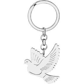 Novelty Cute Pigeon Keychain Stainless Steel Spring Summer Bird Gifts for Women Girls Charms Car Key Ornament
