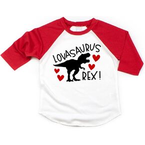 Bump and Beyond Designs Unisex Dinosaur Kids Valentine's Shirt, Loveasaurus Rex