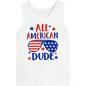 4th of July Tank Tops Toddler Boys American Flag Shirts Kids Patriotic T-Shirts Sleeveless Top 100% Cotton Tees 1-7T