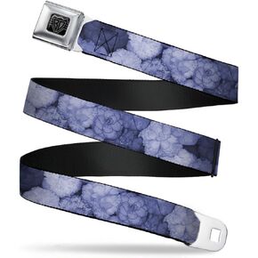 Buckle-Down Seatbelt Belt - Vivid Floral Collage2 Blues - 1.0" Wide - 20-36 Inches in Length