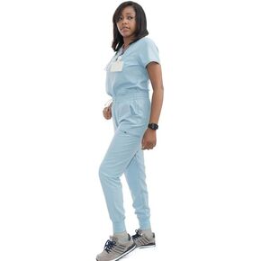 Uniforms World Ava Scrubs Set for Women — Classic fit Top & Slim Jogging Pants, Yoga Waistband, 9 Pockets, Anti-Wrinkle