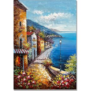 Alenoss Modern Oil Paintings on Canvas Large Wall Art 24x48 Inches Romantic Abstract Paintings Contemporary Art Colorful Artwork Wall Decor for Bathroom Living Room