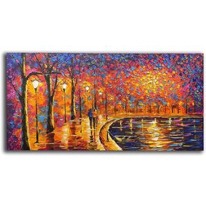 Tyed Art- Contemporary Art Landscape Oil Painting On Canvas Abstract Textured Tree Painting hand-painted acrylic frame wall art modern canvas painting 24x48inch in Kuwait