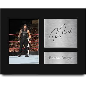 HWC Trading Roman Reigns Wrestling 16 x 12 inch (A3) Printed Gifts Signed Autograph Picture for WWE & WWF Memorabilia Fans - 16" x 12" Framed