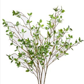 4Pcs 43.3’’ Artificial Ficus Branches, Faux Leaf Green Eucalytus Branches, Artificial Greenery Stems Plants Fake Ficus Twig Plants for Spring Home Office Vase Filler Shop Indoor Decor