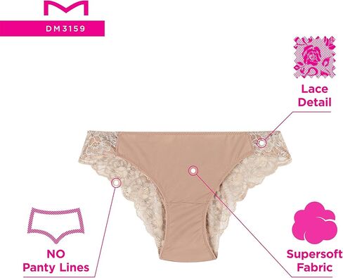 حزمة Maidenform Tanga، ملابس داخلية خلفية، سراويل داخلية من الدانتيل صفيق للنساء، 3 عبوات in Kuwait