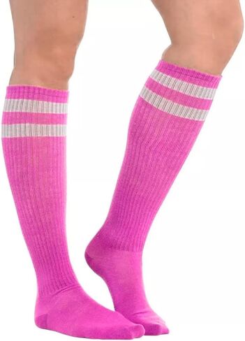 Orange Striped Knee Socks - One Size Fits Most (Pack of 2) - Perfect Costume Accessory & Footwear for Unforgettable Outfits in Saudi Arabia