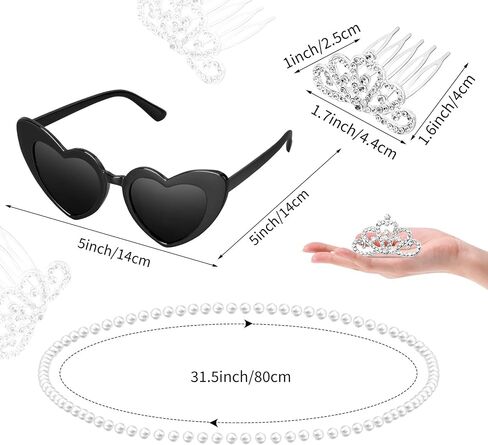 1920s Accessories for Women Black Pearl Choker Necklace Sunglasses Crowns Set Teal Blue Party Favors 6 Pcs Pearl Necklace 6 Pcs Vintage Cat Eye Sunglasses 6 Pcs Tiaras Crown for 1920s Themed Party in Kuwait
