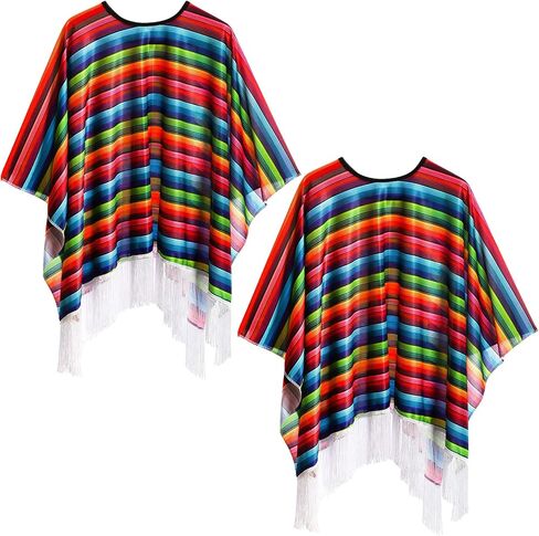 Frcctre 2 Pack Mexican Serape Poncho for Adults, Cinco De Mayo Serape Poncho Mexican Theme Party Costume Party Decorations Birthday Costume Accessories in Saudi Arabia