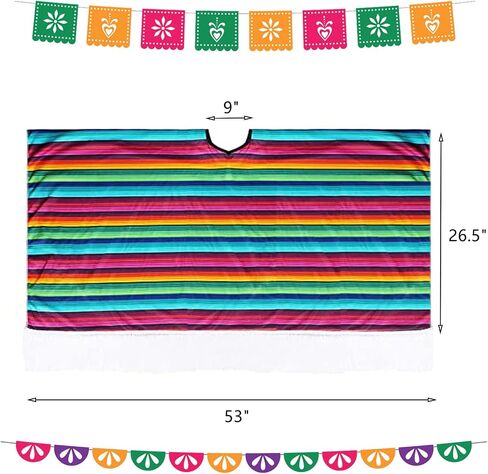 Frcctre 2 Pack Mexican Serape Poncho for Adults, Cinco De Mayo Serape Poncho Mexican Theme Party Costume Party Decorations Birthday Costume Accessories in Saudi Arabia