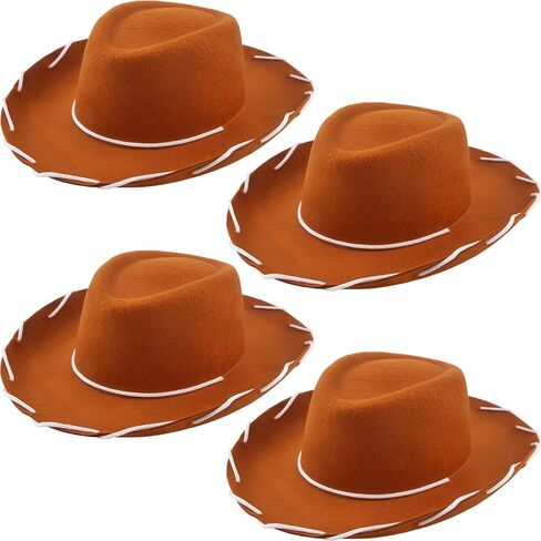 4 Pack Kids Cowboy Hat Felt Wide Brim Cowgirl Hat for Boys Girls Western Cowboy Theme Parties Costume Accessories in Saudi Arabia