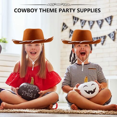 4 Pack Kids Cowboy Hat Felt Wide Brim Cowgirl Hat for Boys Girls Western Cowboy Theme Parties Costume Accessories in Saudi Arabia