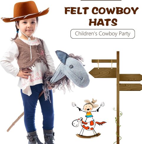 4 Pack Kids Cowboy Hat Felt Wide Brim Cowgirl Hat for Boys Girls Western Cowboy Theme Parties Costume Accessories in Saudi Arabia