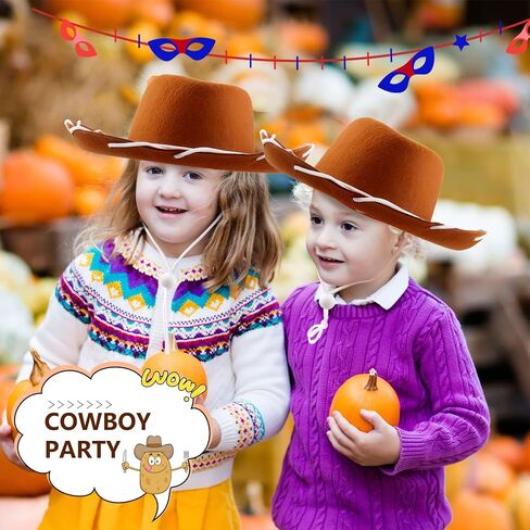 4 Pack Kids Cowboy Hat Felt Wide Brim Cowgirl Hat for Boys Girls Western Cowboy Theme Parties Costume Accessories in Saudi Arabia